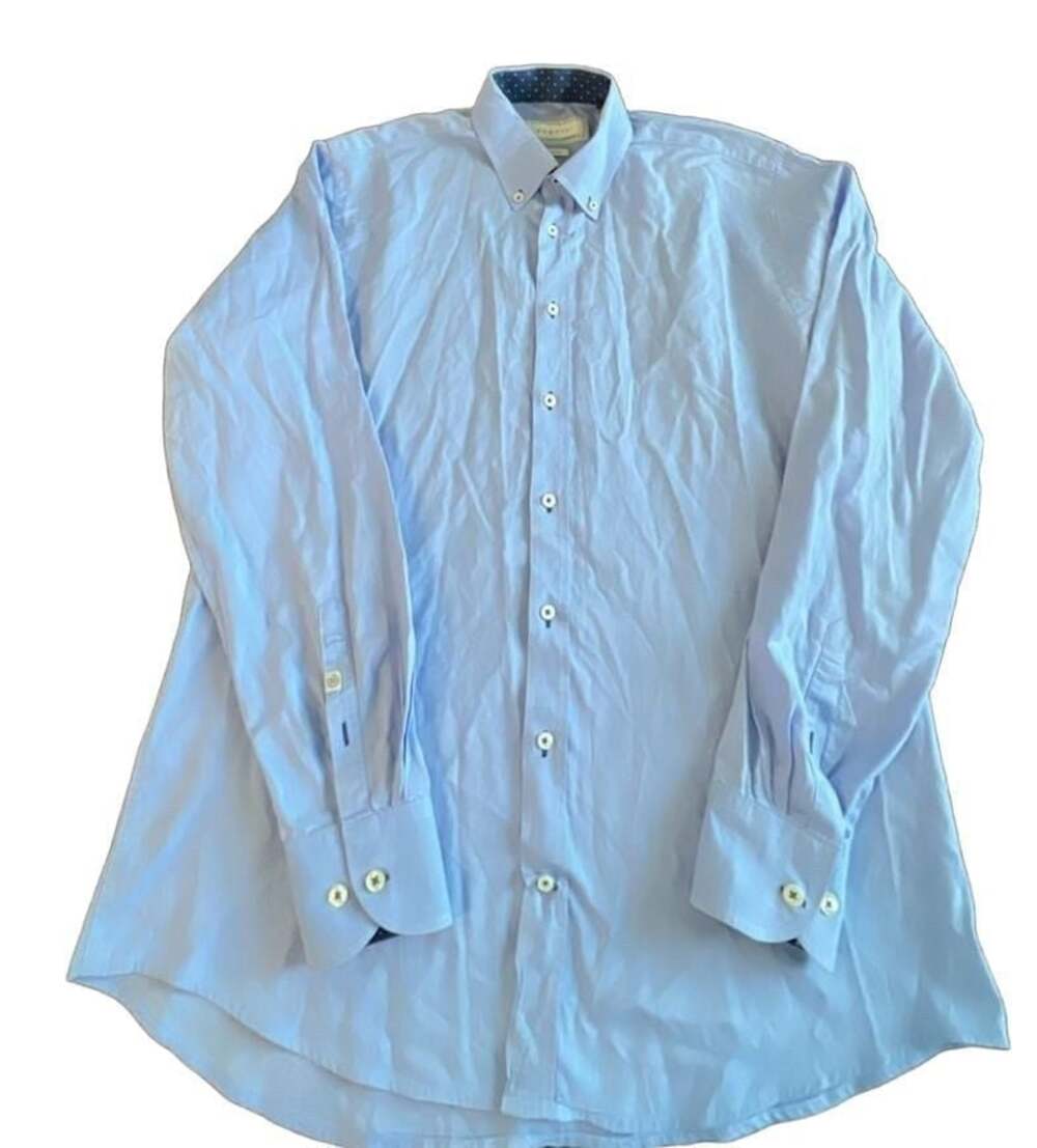 Bugatti Men's Blue Button-Down Long Sleeve Dress Shirt